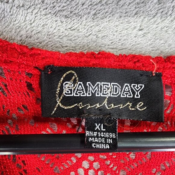 Womens Red Gameday Couture Lace Top Oklahoma State OU Short Sleeves Size XL - Picture 3 of 8